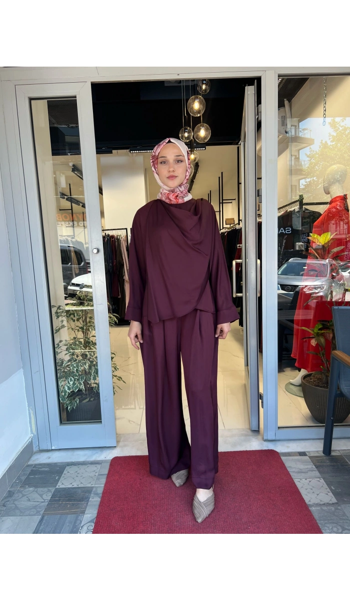 Resa Asetat Şal Detaylı Pantolon TD-4768