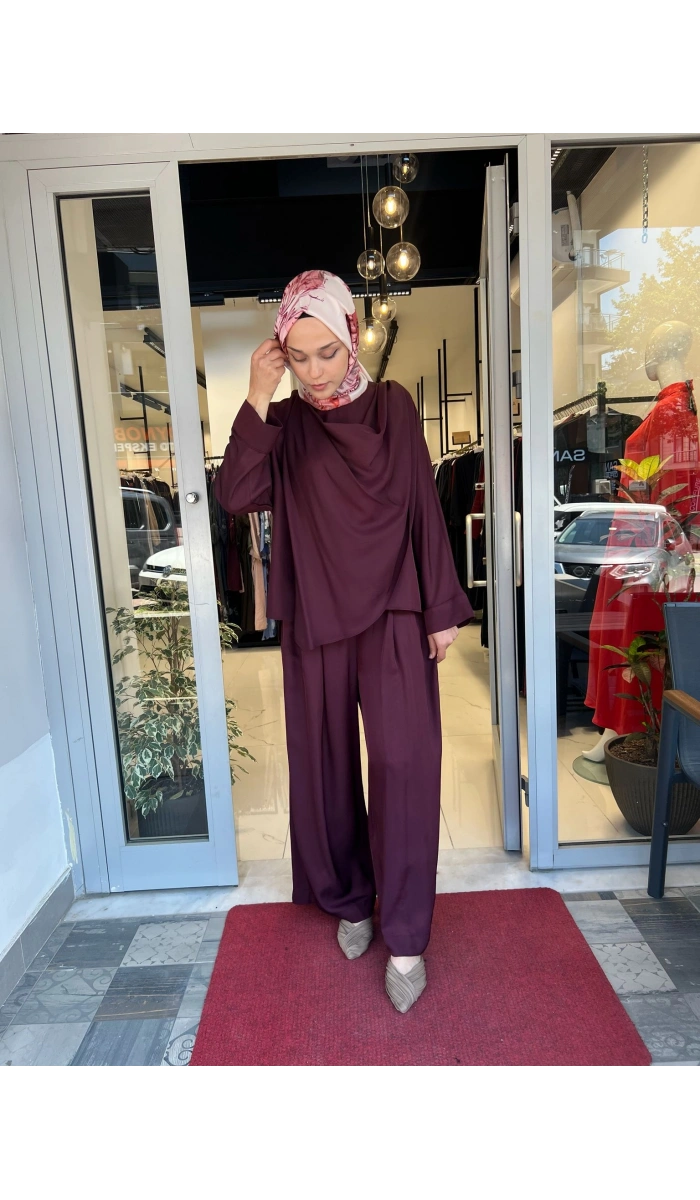 Resa Asetat Şal Detaylı Pantolon TD-4768