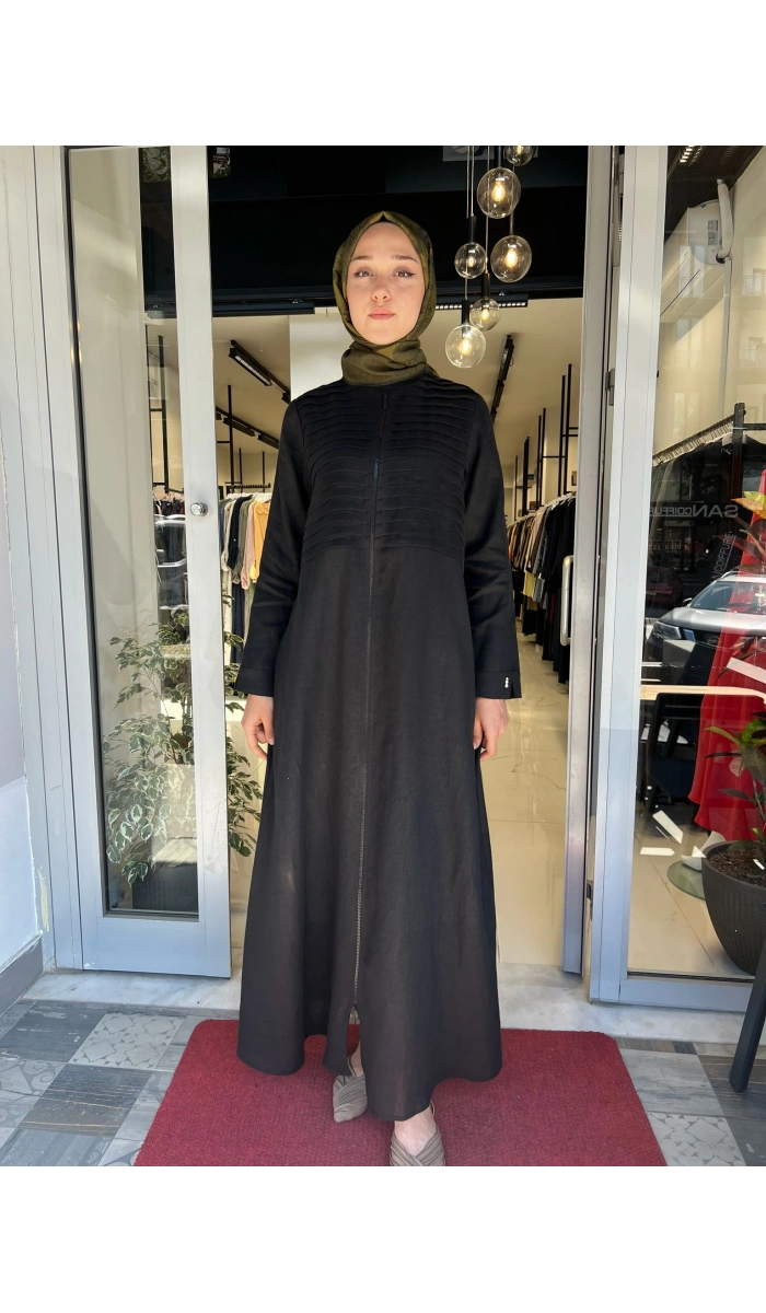 Önü Nervürlü Uzun Keten Kap 2268276
