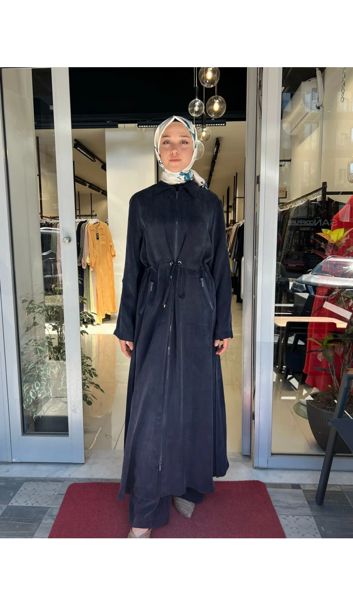 Fermuarlı Beli Büzgülü Cupro Ceket 2268329