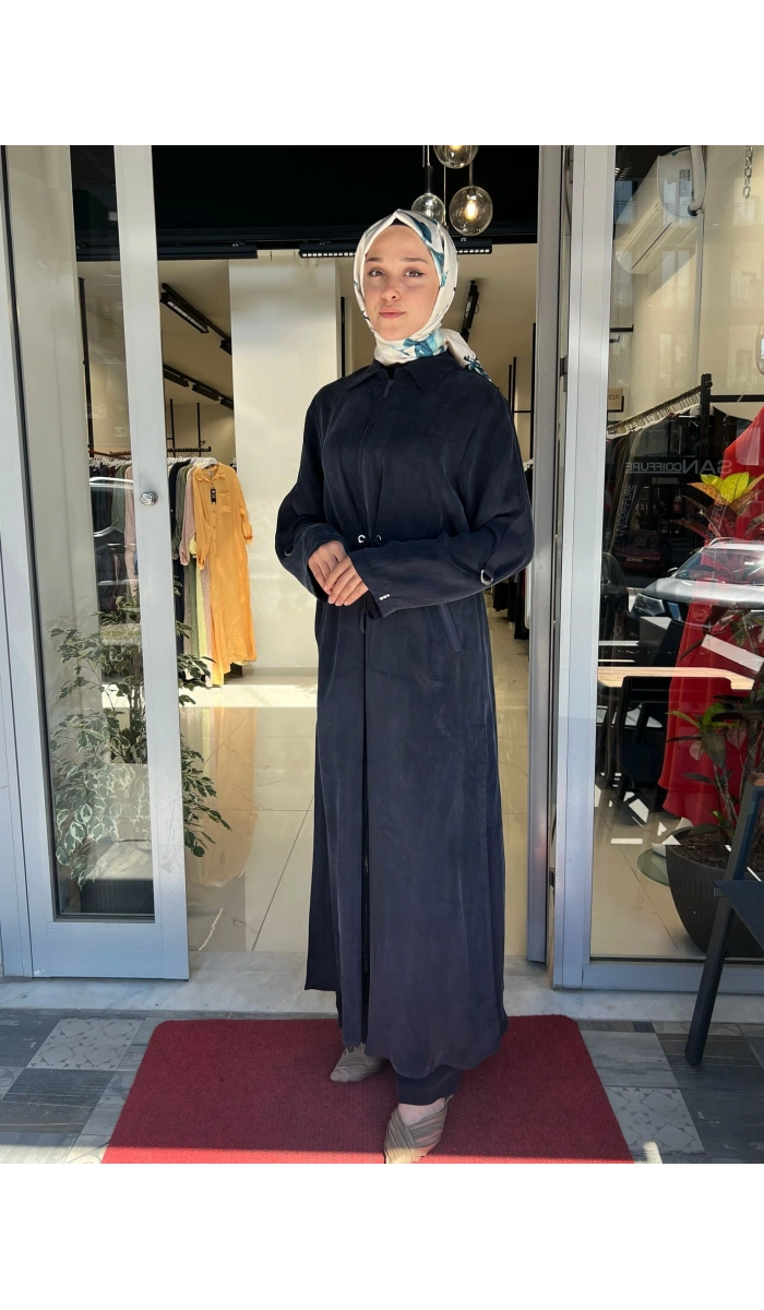 Fermuarlı Beli Büzgülü Cupro Ceket 2268329