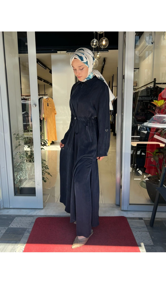Fermuarlı Beli Büzgülü Cupro Ceket 2268329