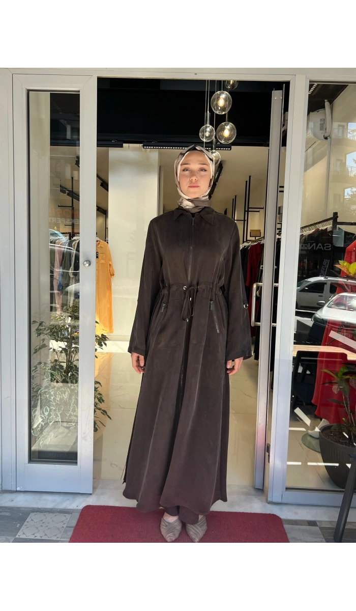 Fermuarlı Beli Büzgülü Cupro Ceket 2268329