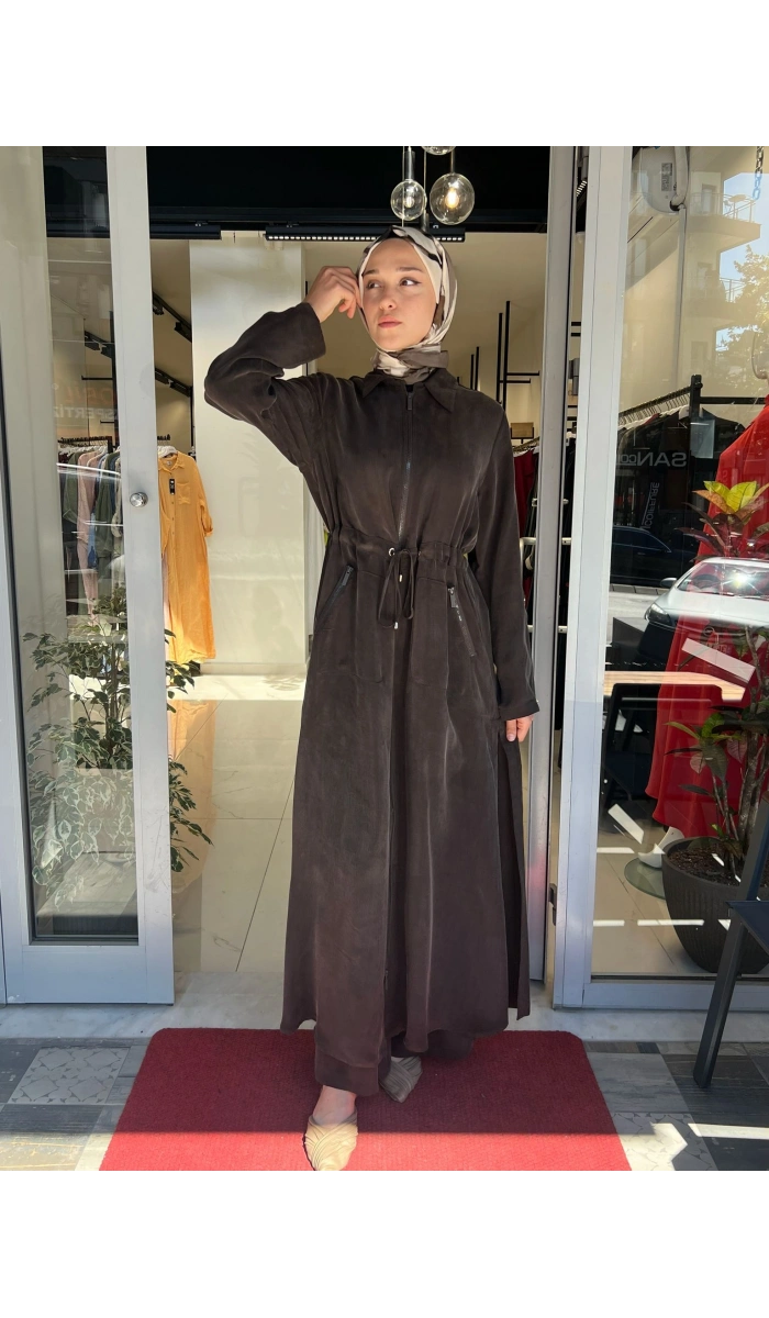 Fermuarlı Beli Büzgülü Cupro Ceket 2268329
