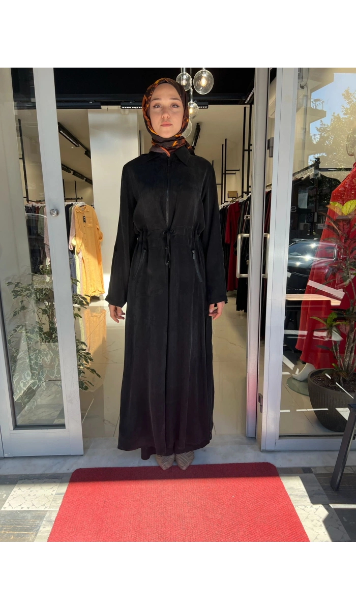 Fermuarlı Beli Büzgülü Cupro Ceket 2268329