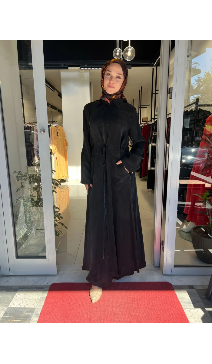 Fermuarlı Beli Büzgülü Cupro Ceket 2268329