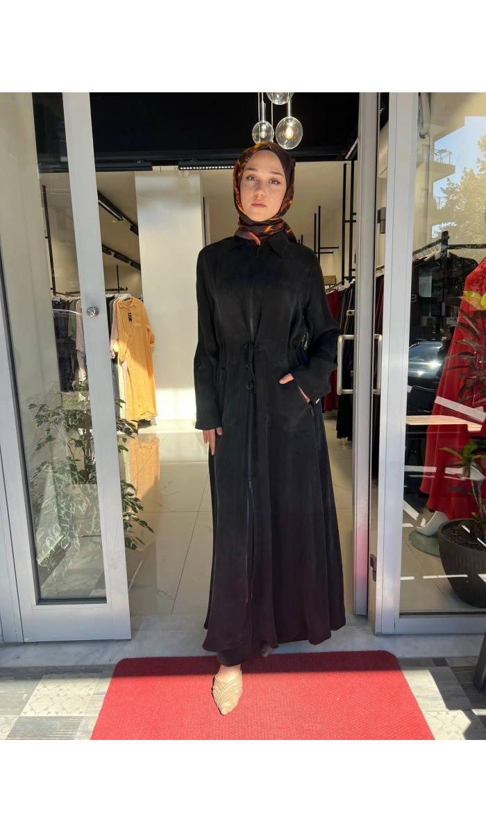 Fermuarlı Beli Büzgülü Cupro Ceket 2268329