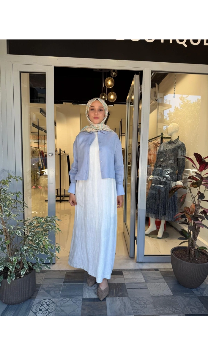 Color %100 Keten Kısa Gömlek TD-3682