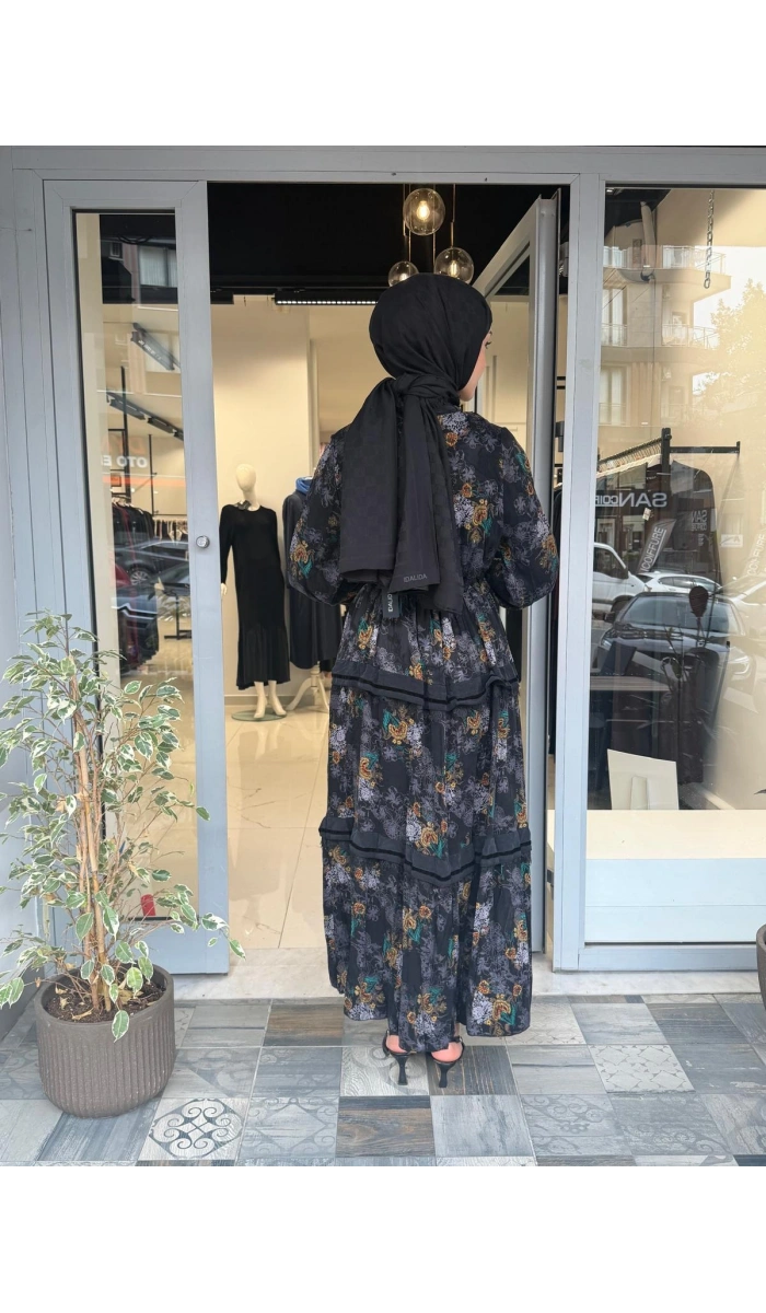 Elbise Baskılı Siyah 40830