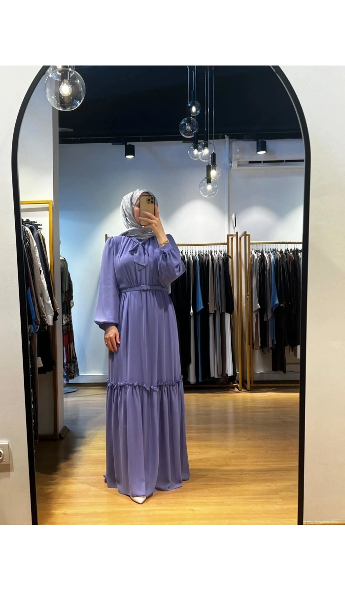 Jamıla Sarah Önü Büzgülü Fırfırlı Bağlamalı Elbise SS24-3025