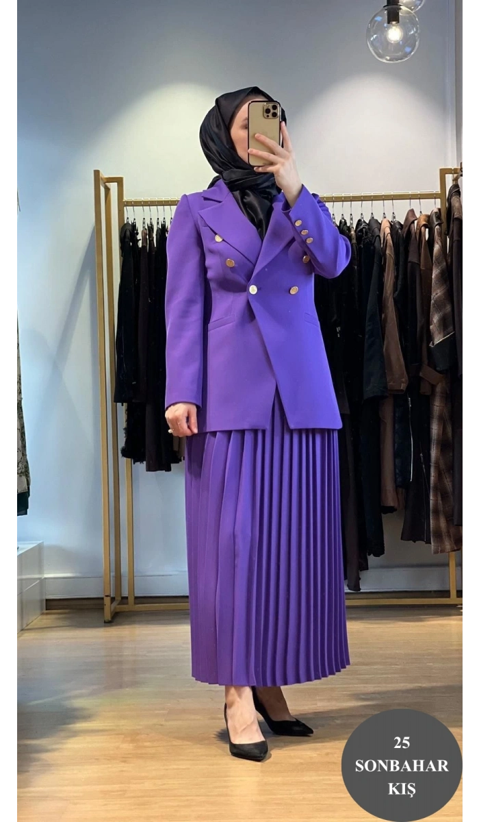 Jamıla Sarah Plise Etekli Blazer Takım FW25-9021