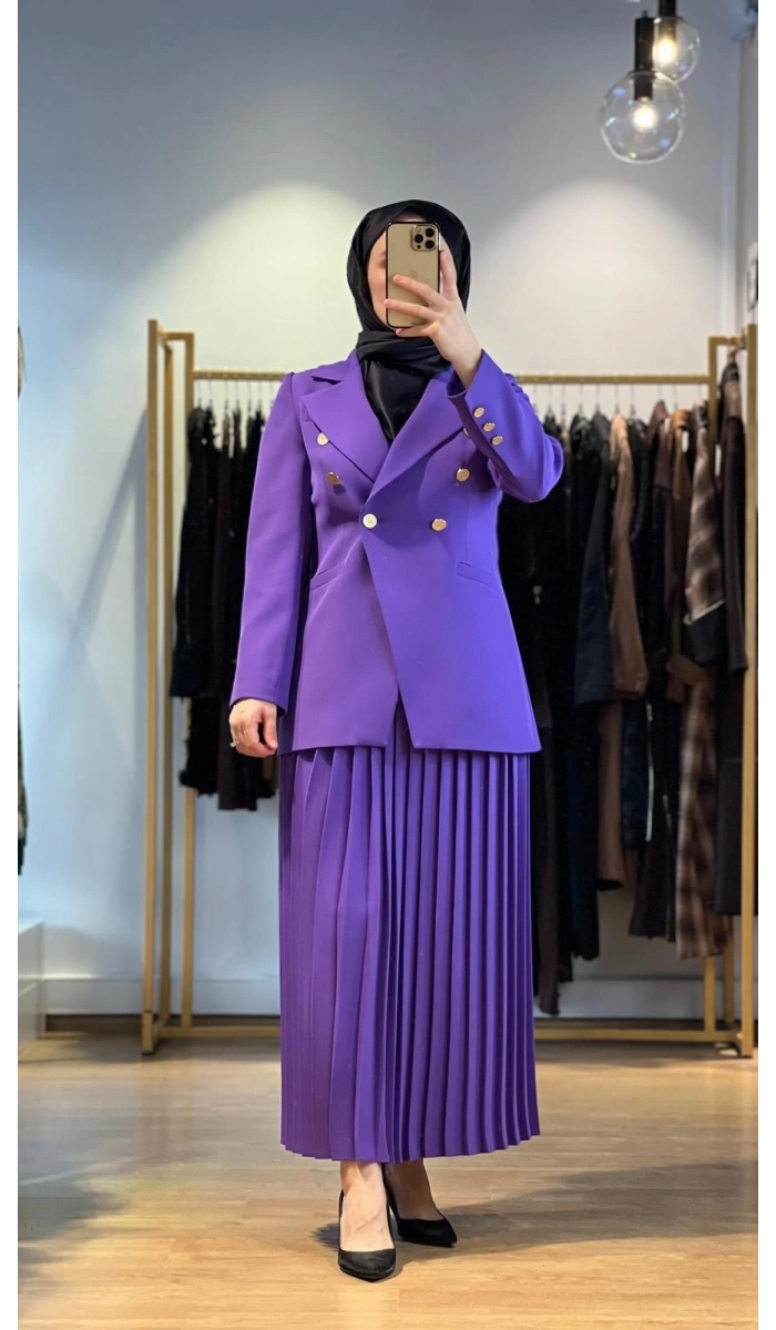 Jamıla Sarah Plise Etekli Blazer Takım FW25-9021