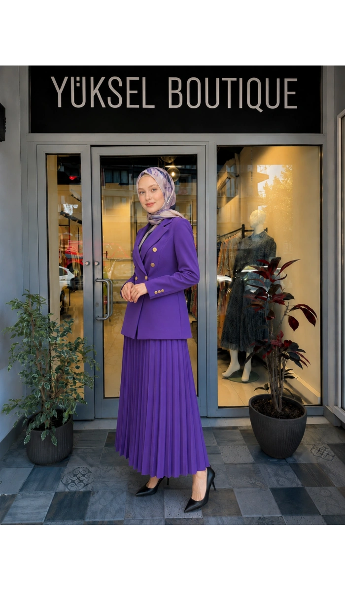 Jamıla Sarah Plise Etekli Blazer Takım FW25-9021