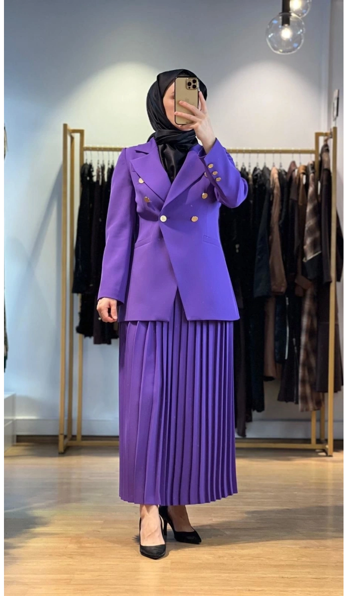 Jamıla Sarah Plise Etekli Blazer Takım FW25-9021