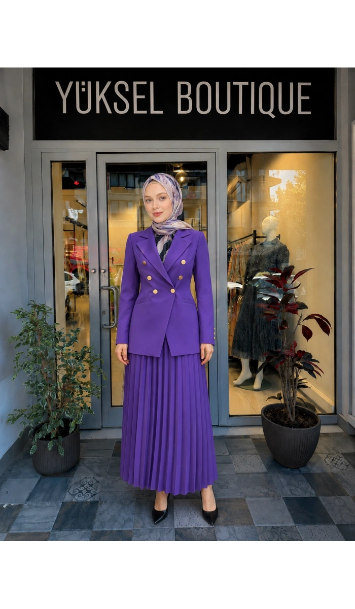 Jamıla Sarah Plise Etekli Blazer Takım FW25-9021