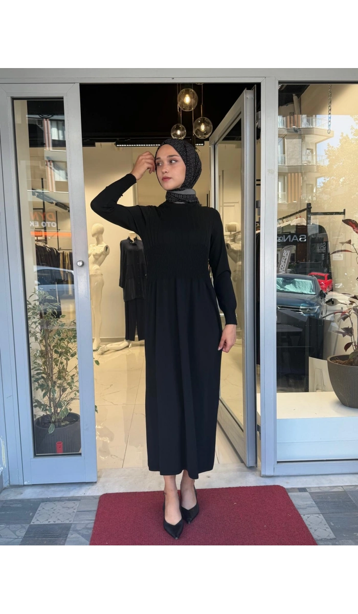 Kalın Fitilli Triko Elbise Black 3264001