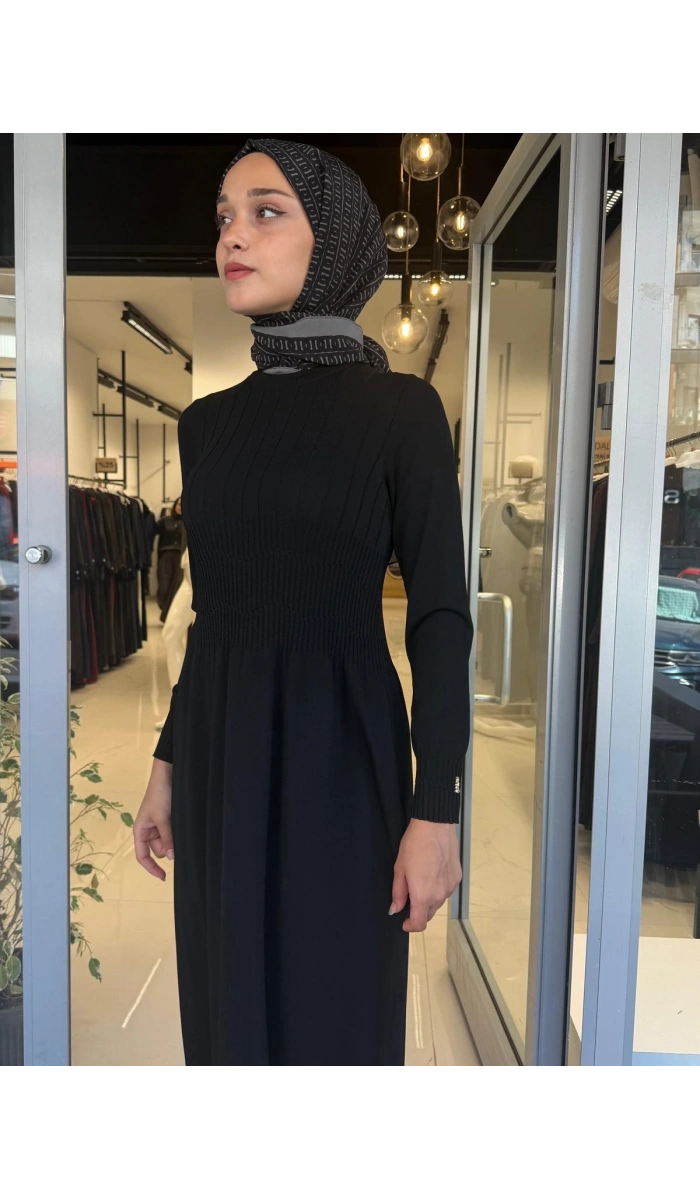 Kalın Fitilli Triko Elbise Black 3264001