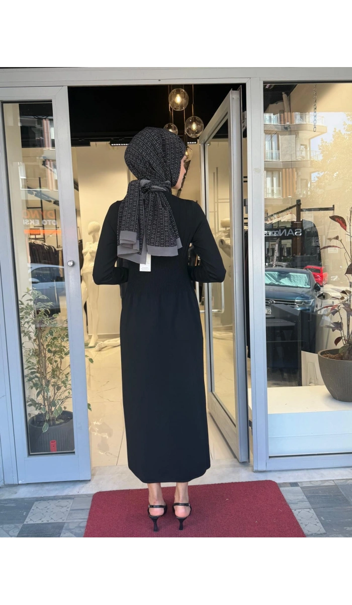 Kalın Fitilli Triko Elbise Black 3264001