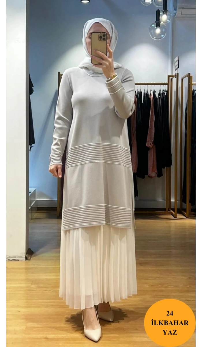 MissDalida Bekletme ve Çizgi Detay. Triko Tunik T24Y-6023