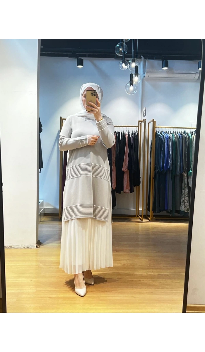 MissDalida Bekletme ve Çizgi Detay. Triko Tunik T24Y-6023