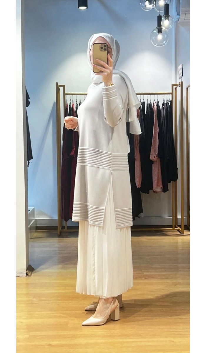 MissDalida Bekletme ve Çizgi Detay. Triko Tunik T24Y-6023