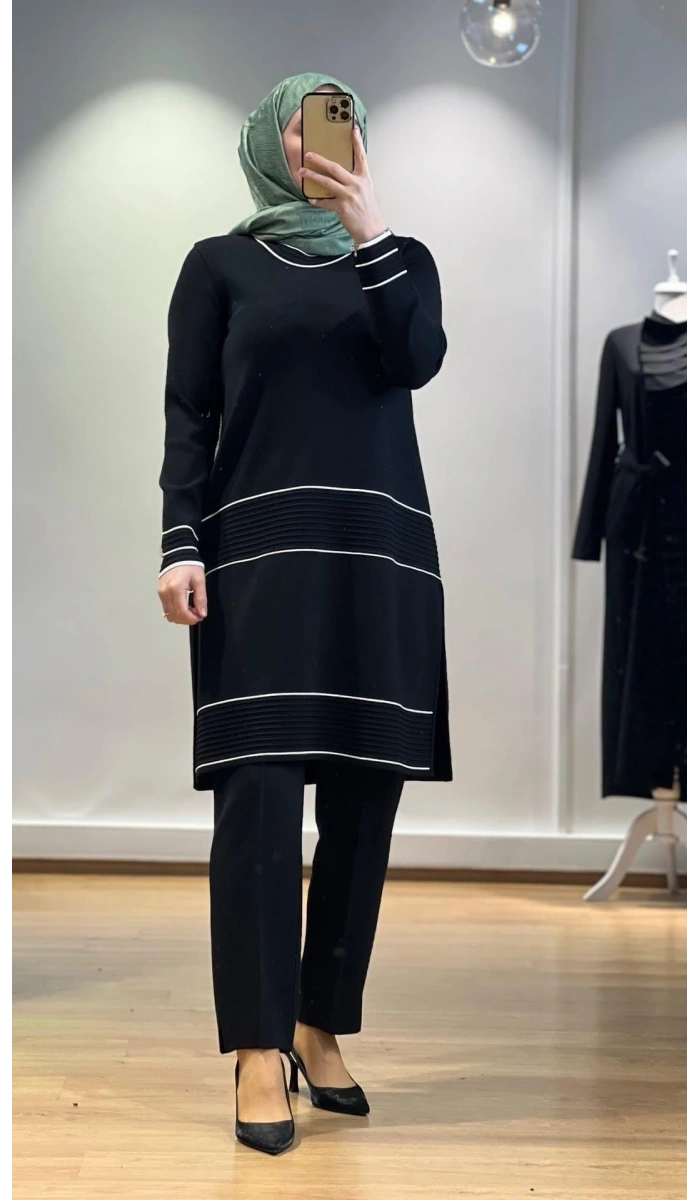 MissDalida Bekletme ve Çizgi Detay. Triko Tunik T24Y-6023