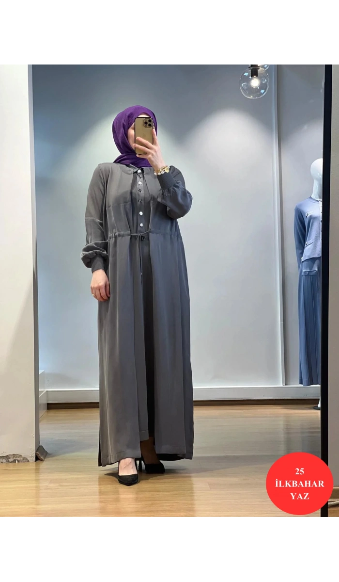 MissDalida Beli Bağcıklı Cupro Ceket 25Y-8002