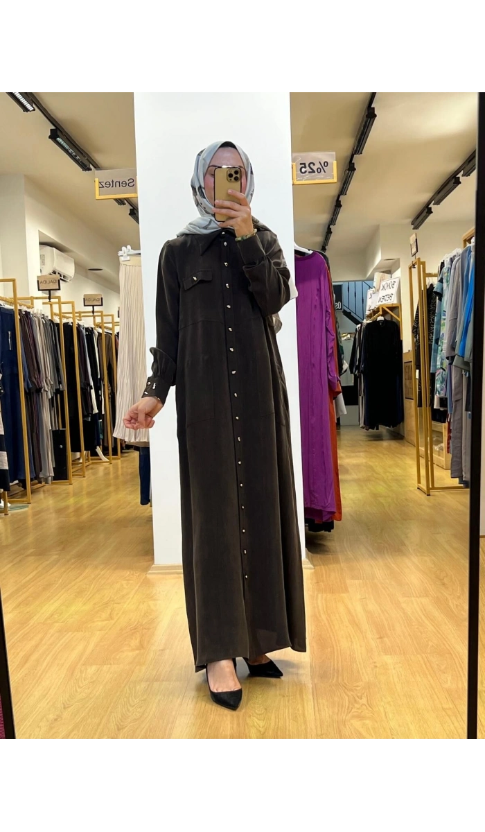 MissDalida Düğme Detaylı Cupro Elbise T25Y-8000