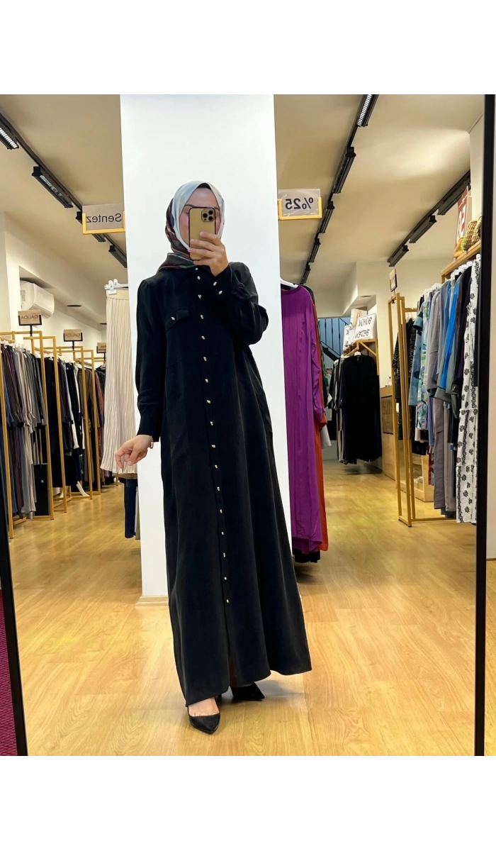 MissDalida Düğme Detaylı Cupro Elbise T25Y-8000