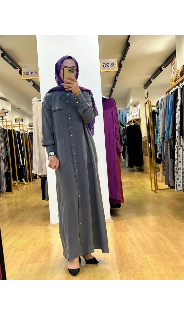 MissDalida Düğme Detaylı Cupro Elbise T25Y-8000