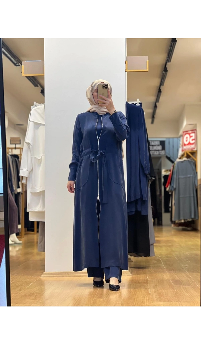 MissDalida Fermuar Detaylı Uzun Cupro Ferace 25Y-8006