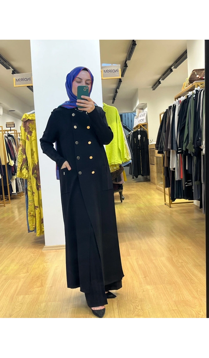 MissDalida Kruvaze Düğmeli Uzun Hırka T25PF-9000