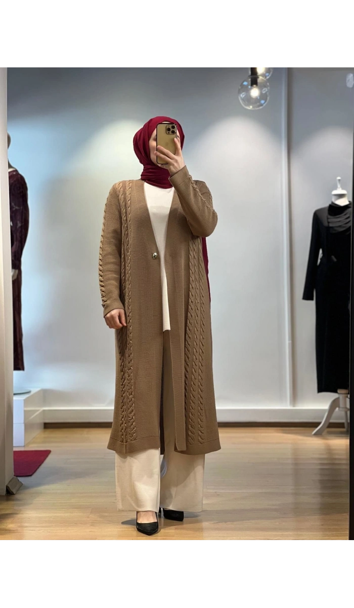 MissDalida Saç Örgüsü Uzun Hırka T24K-9019