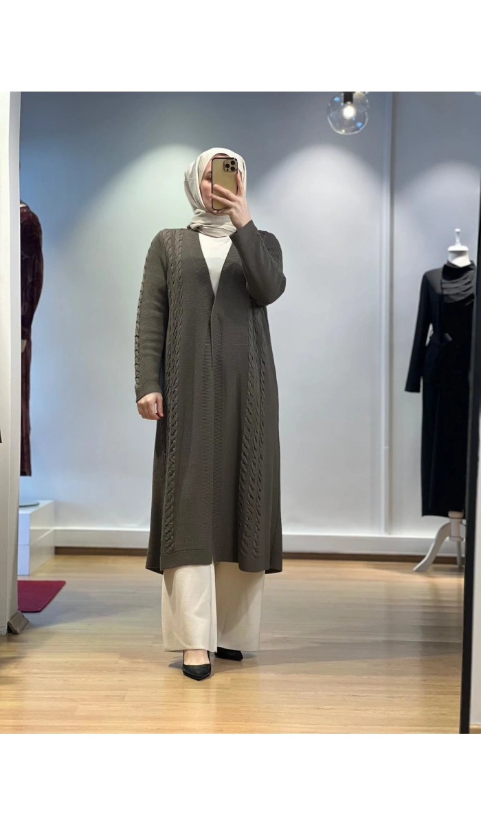 MissDalida Saç Örgüsü Uzun Hırka T24K-9019