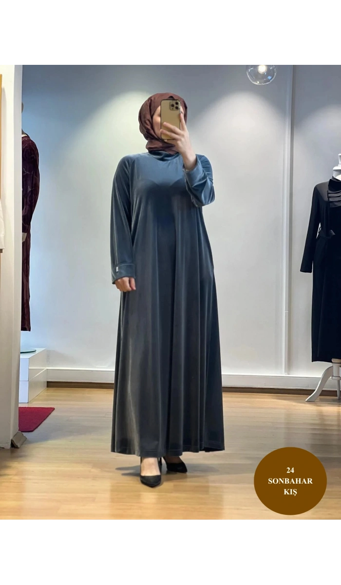 MissDalida Uzun Kadife Elbise T24K-4003