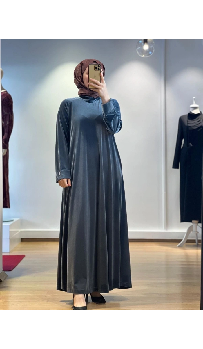 MissDalida Uzun Kadife Elbise T24K-4003