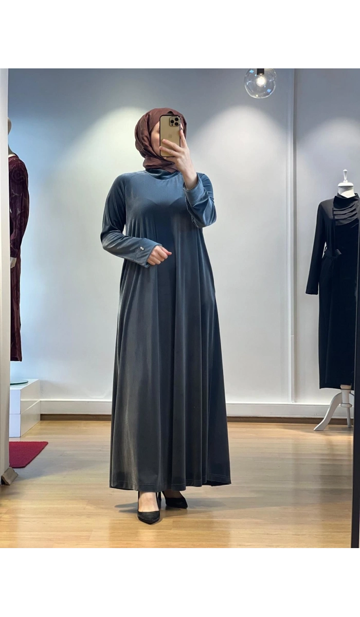 MissDalida Uzun Kadife Elbise T24K-4003