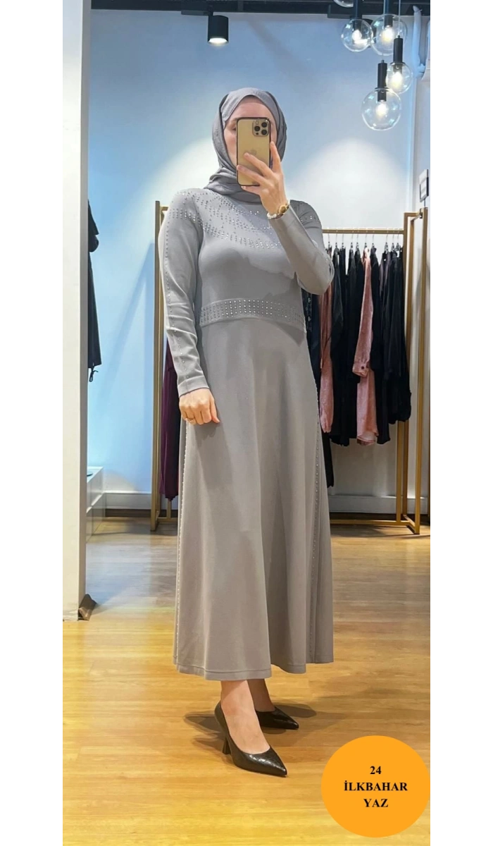 MissDalida Yakası Taşlı Elbise T24Y-4018