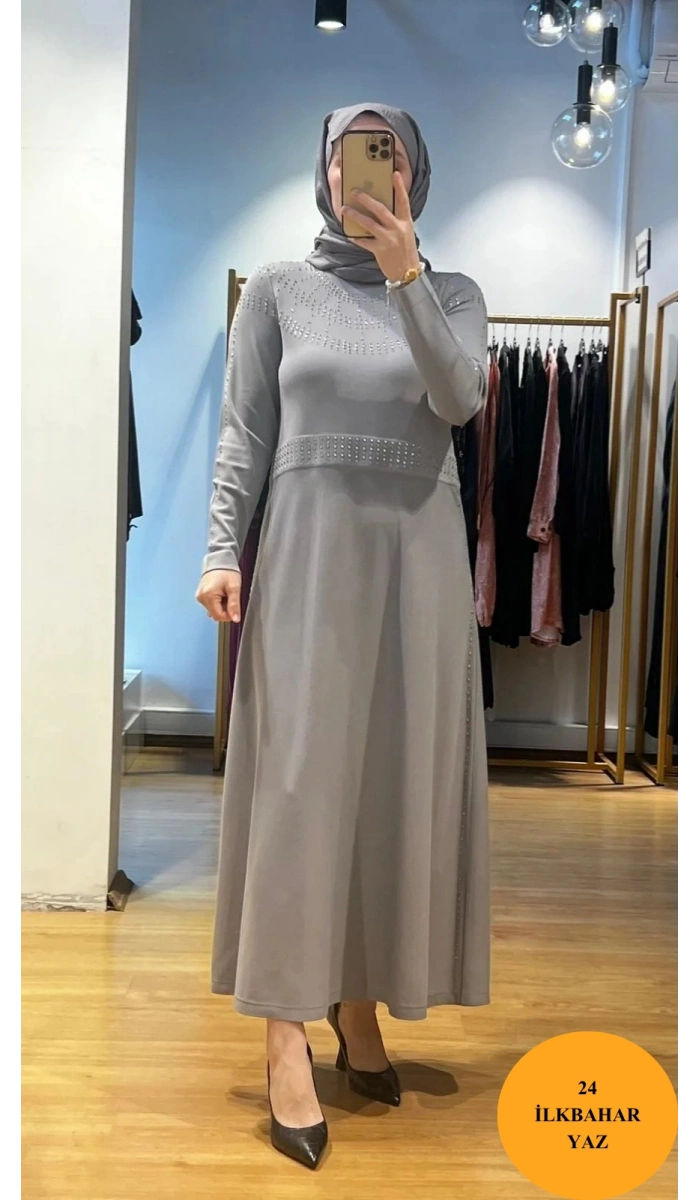 MissDalida Yakası Taşlı Elbise T24Y-4018