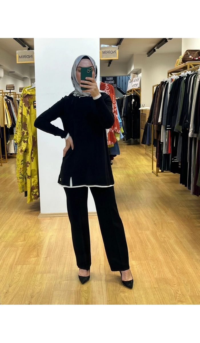 MissDalida Yakası Yırtmaçlı Triko Tunik T25PF-6002