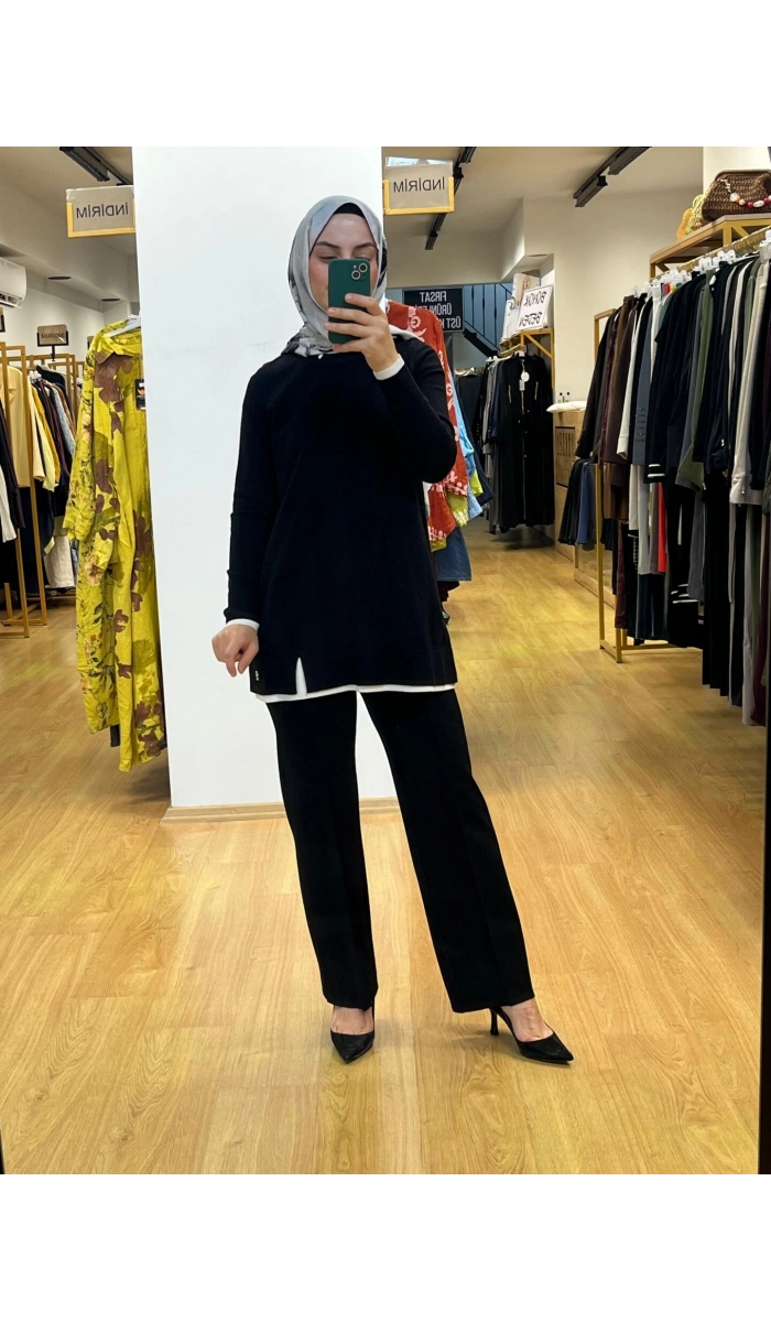 MissDalida Yakası Yırtmaçlı Triko Tunik T25PF-6002