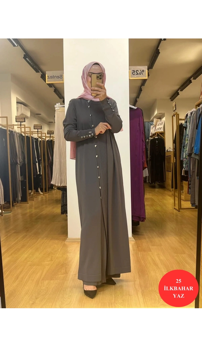 MissDalida Yuvarlak Yaka Düğmeli Uzun Triko Hırka 25Y-9020
