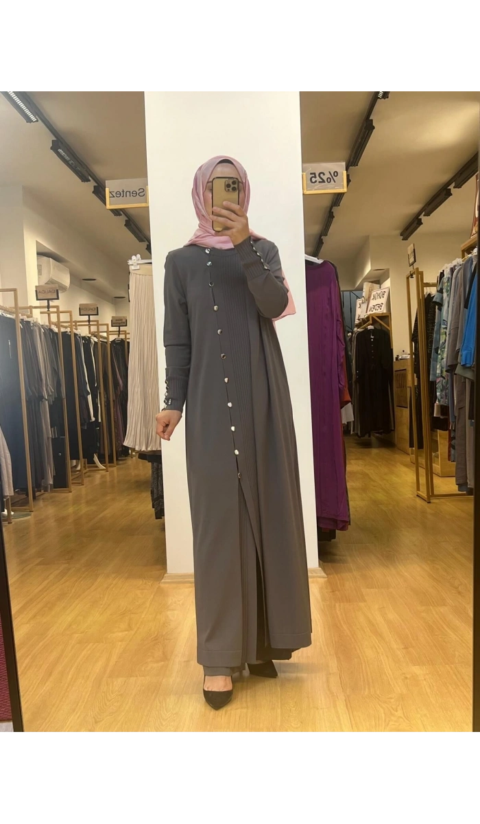 MissDalida Yuvarlak Yaka Düğmeli Uzun Triko Hırka 25Y-9020