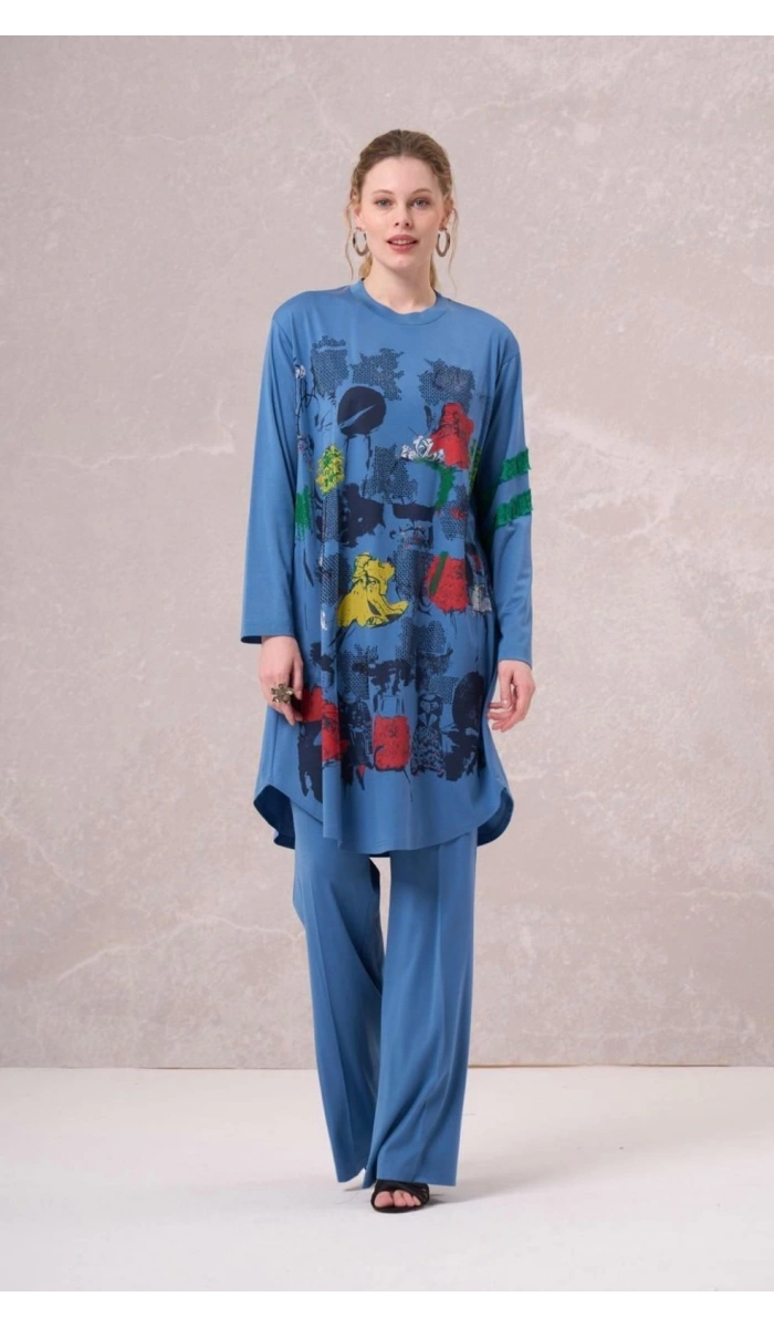 MissWhence Bambu Penye Önü Desenli Tunik 35000