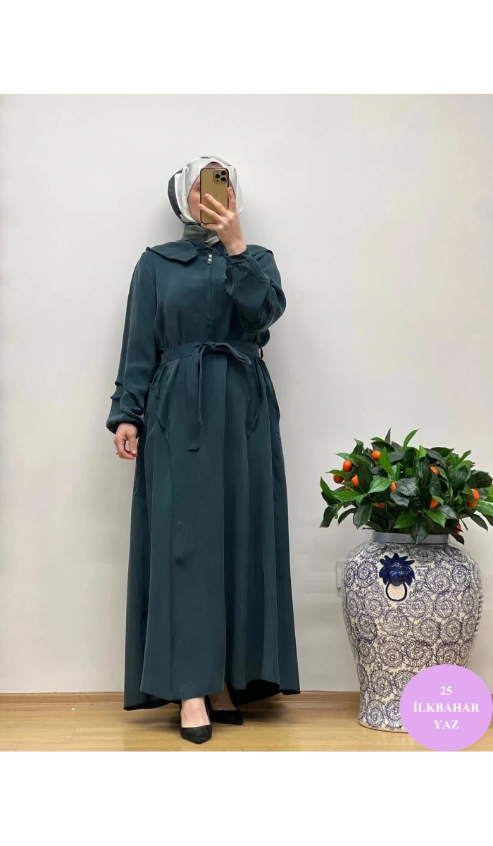 MissWhence Cupro Kapüşonlu Elbise 25Y-37811