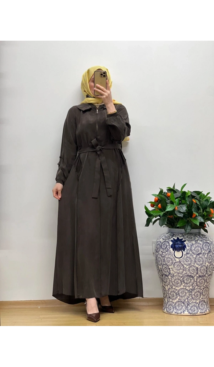 MissWhence Cupro Kapüşonlu Elbise 25Y-37811