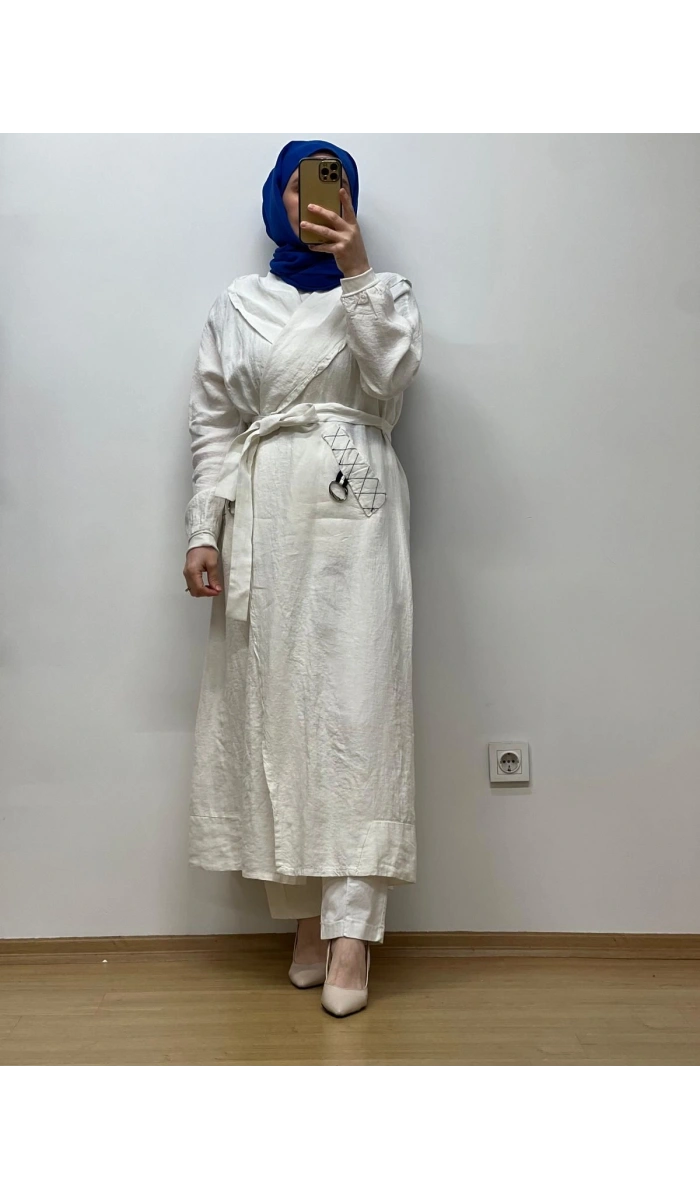 MissWhence Kapuşonlu Keten Kap 25Y-37401