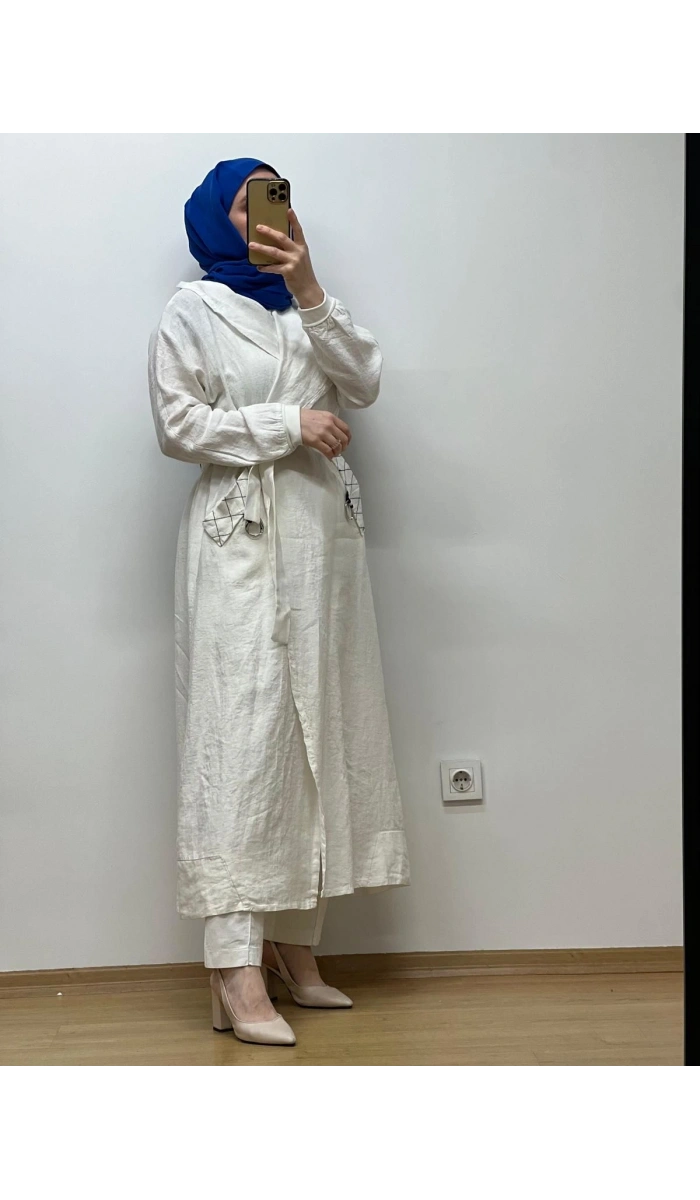 MissWhence Kapuşonlu Keten Kap 25Y-37401