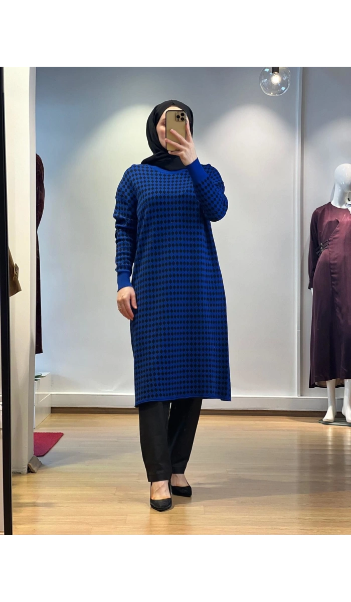 MissWhence Kazayağı Desenli Triko Tunik 34011