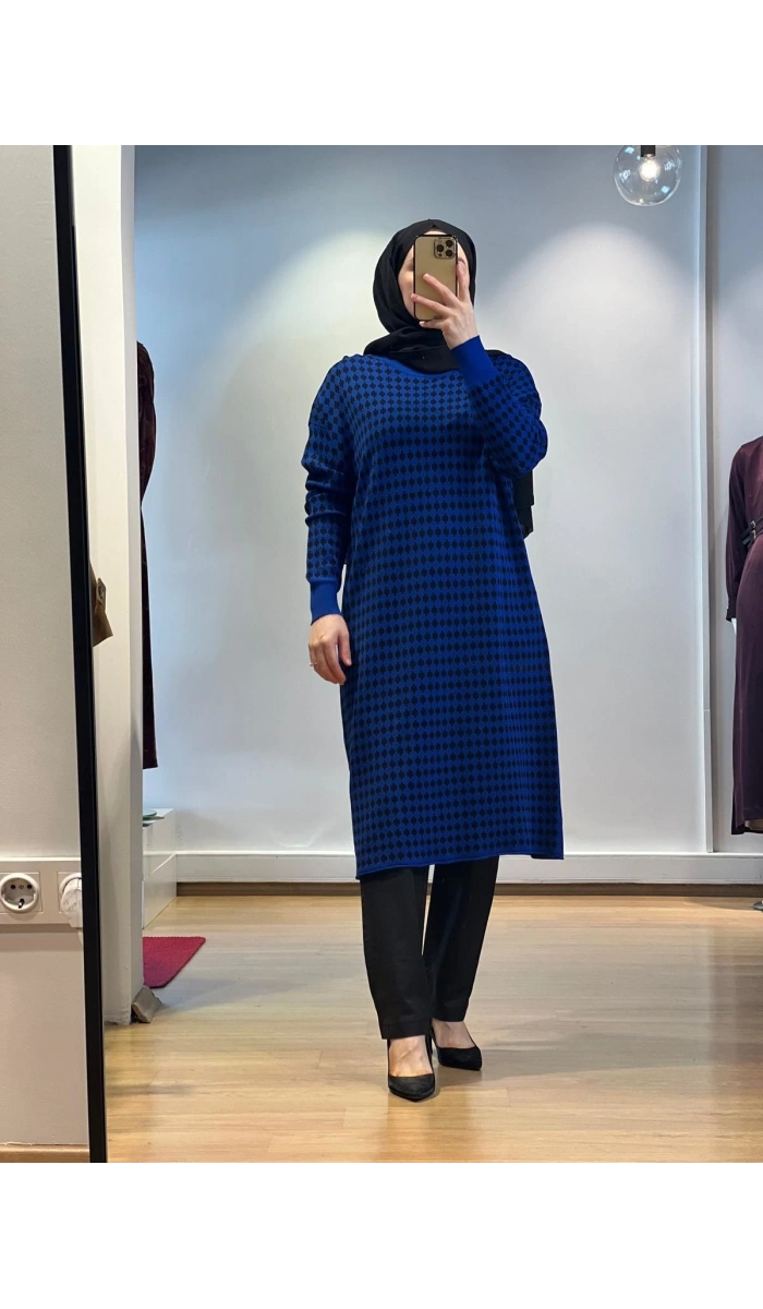 MissWhence Kazayağı Desenli Triko Tunik 34011